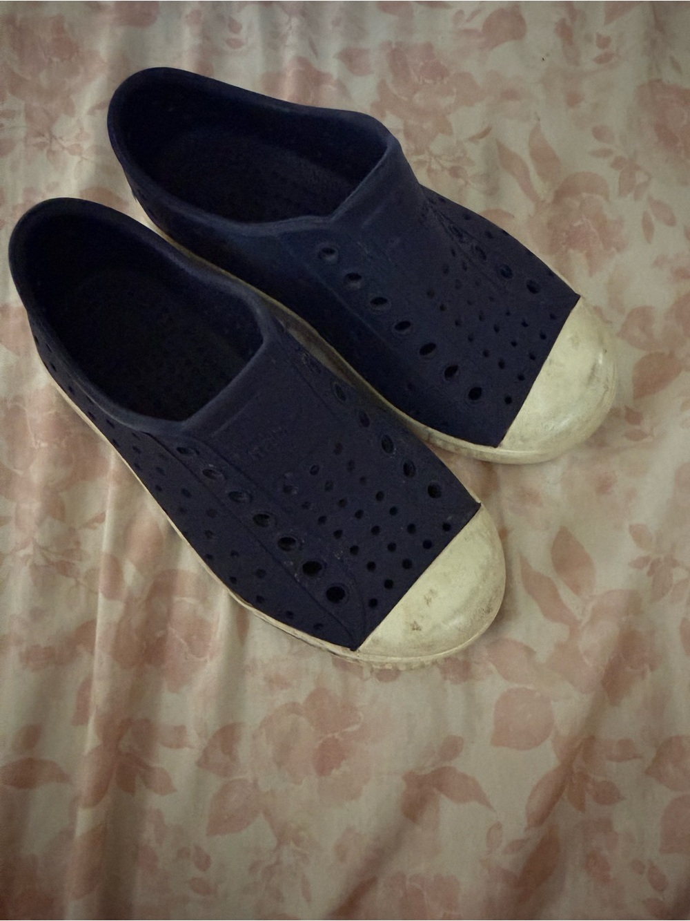 Native Shoes Kids Navy Shoes with White Toe